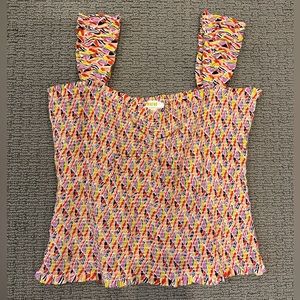 NWOT Anthropologie Maeve Cinched Patterned Tank Top Size Medium